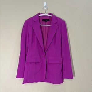 BOSTON PROPER Sz 4 Beyond Travel Vivid Violet Classic Boyfriend Blazer Retro EUC
